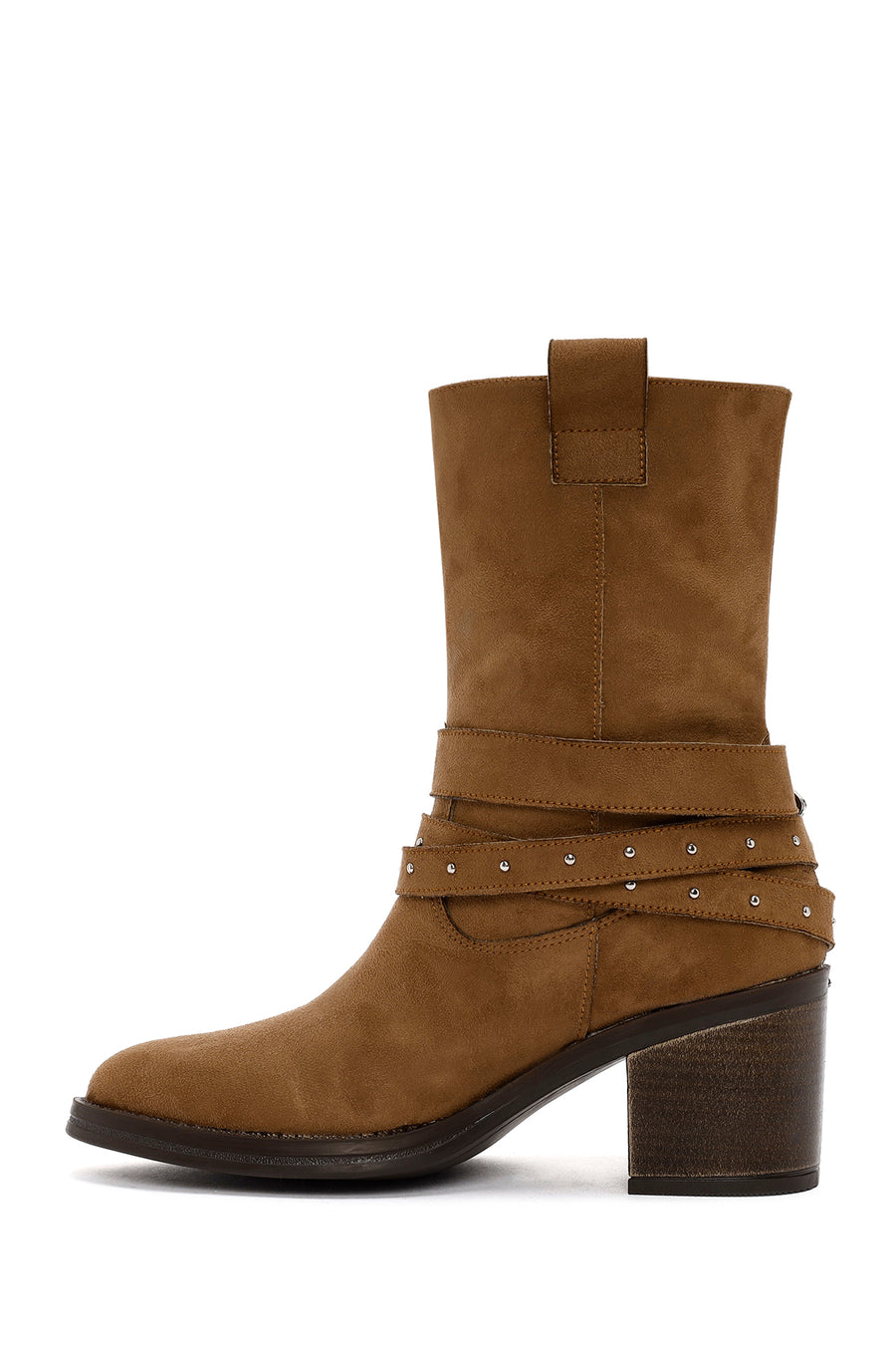 Women's Tan Suede Heeled Cowboy Boots