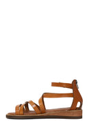 Woman Tan Ankle-Buckle Leather Bodrum Sandal | Derimod
