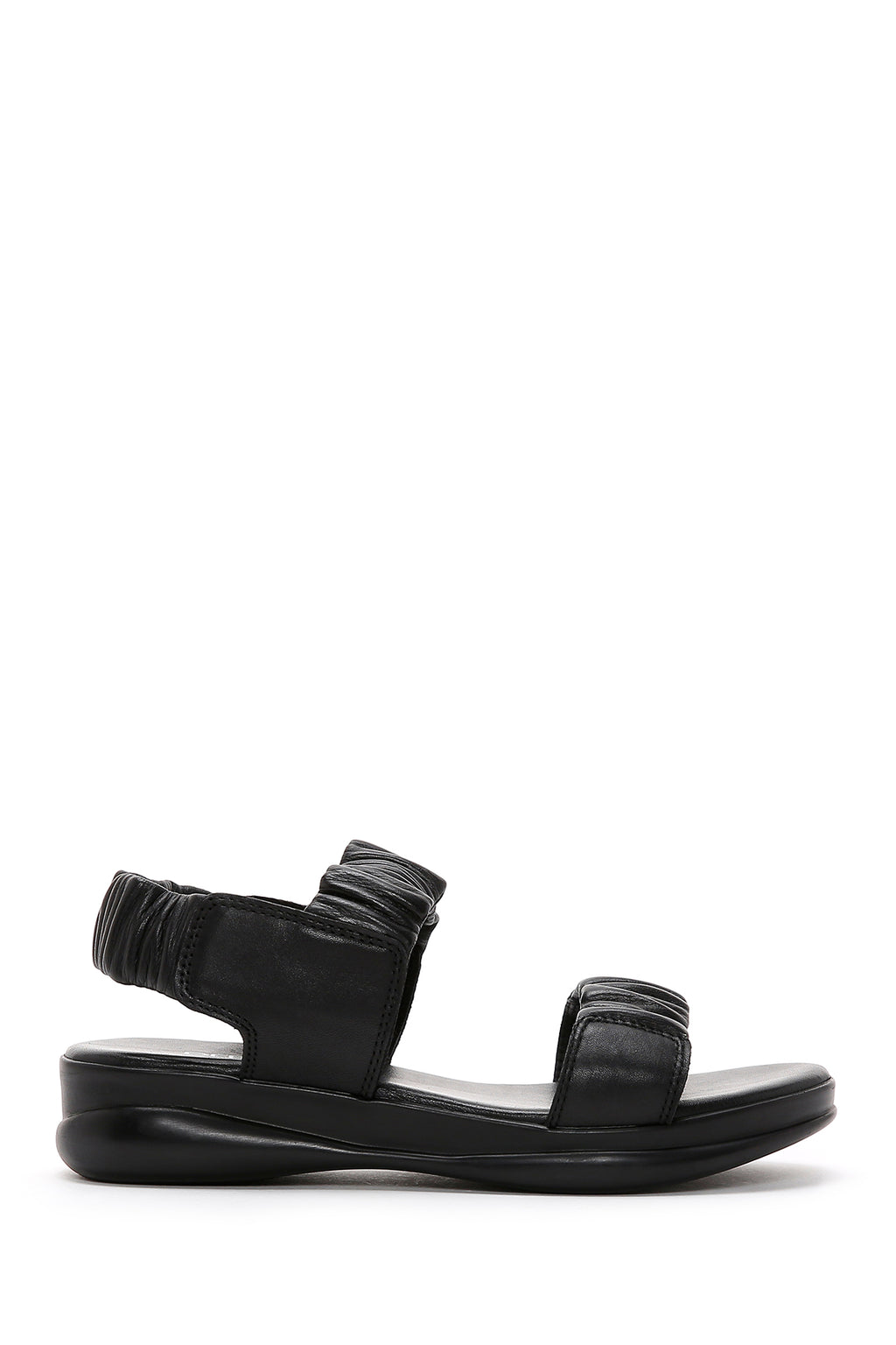 Kadın Siyah Deri Comfort Sandalet