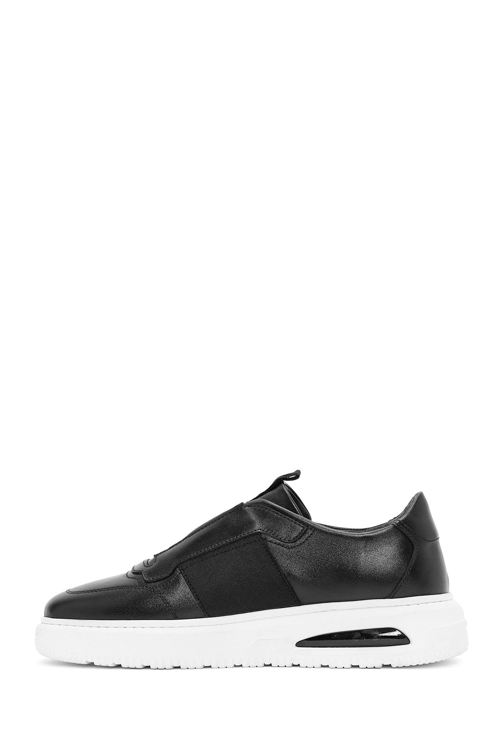 Erkek Siyah Bağcıklı Deri Sneaker