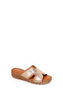 Woman Tan Leather Comfort Slipper | Derimod