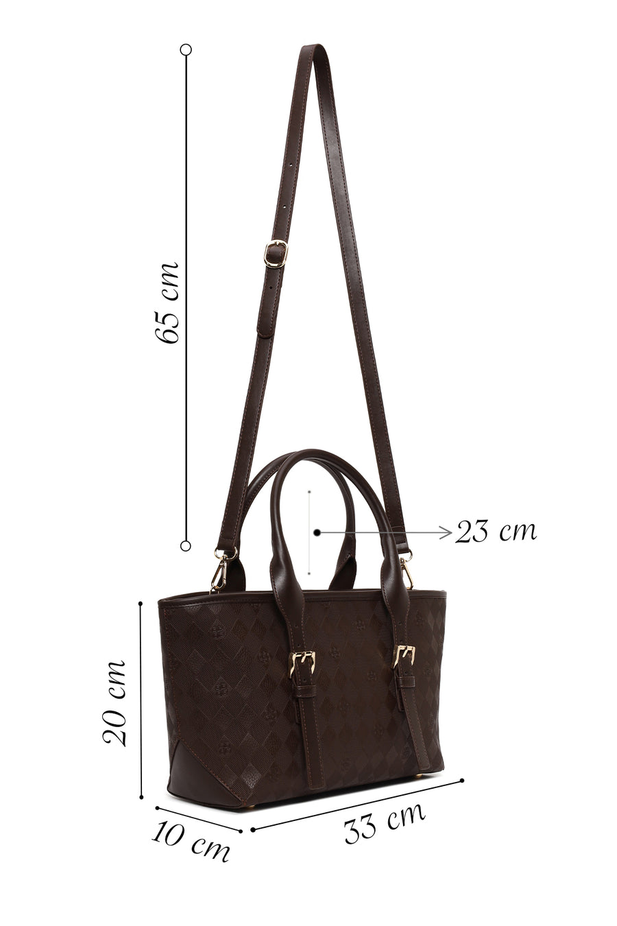 Woman Brown Long-Strap Printed Shoulder Bag