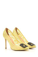 Women's Stone Detailed Lace Leather Stiletto | Derimod