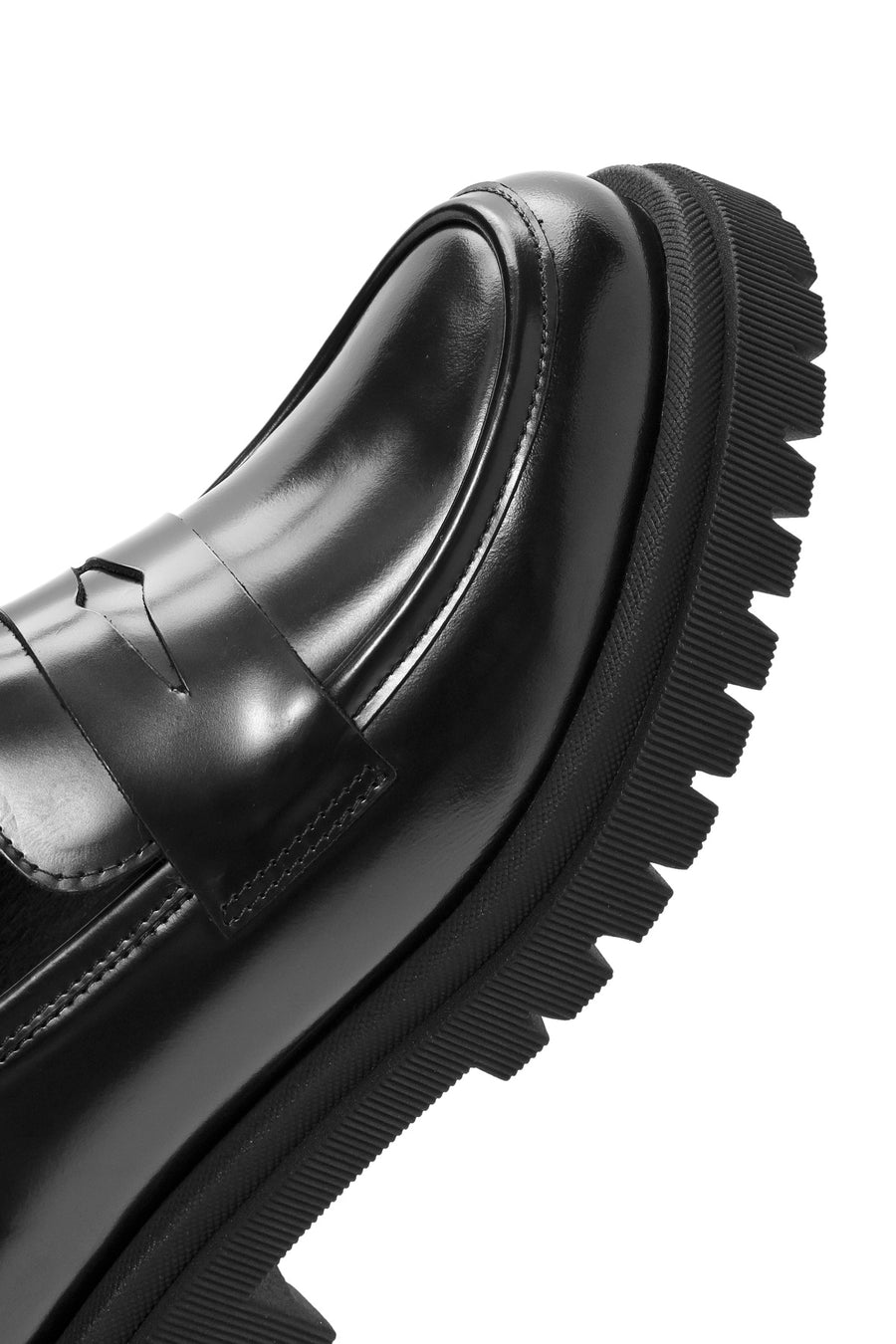 
Women's Black Thick Sole Leather Loafer
