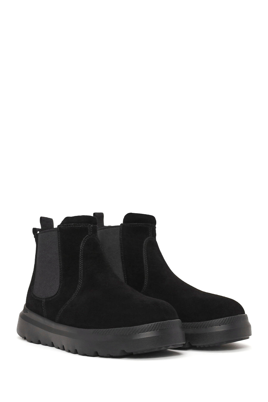 Male Black Thick-Soled Suede Chelsea Boots
