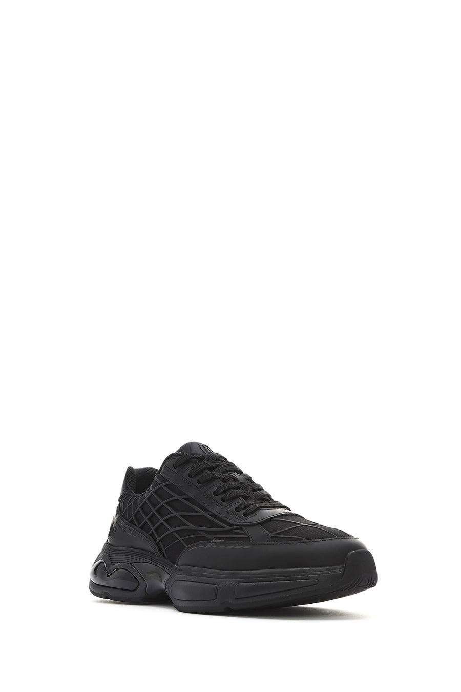 Erkek Siyah Bağcıklı Kalın Tabanlı Kumaş Sneaker