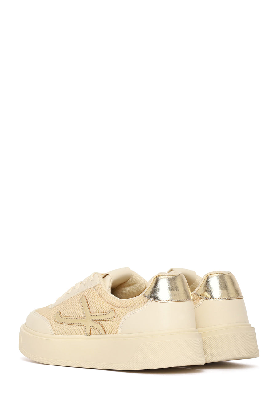 Kadın Bej Bağcıklı Sneaker