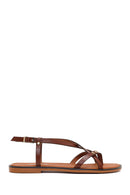 Women's Brown Buckle Thong Leather Bodrum Sandals | Derimod
