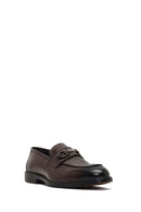 Men Brown Buckled Leather Loafer | Derimod