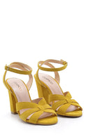 Women's Suede Leather Heeled Sandals | Derimod