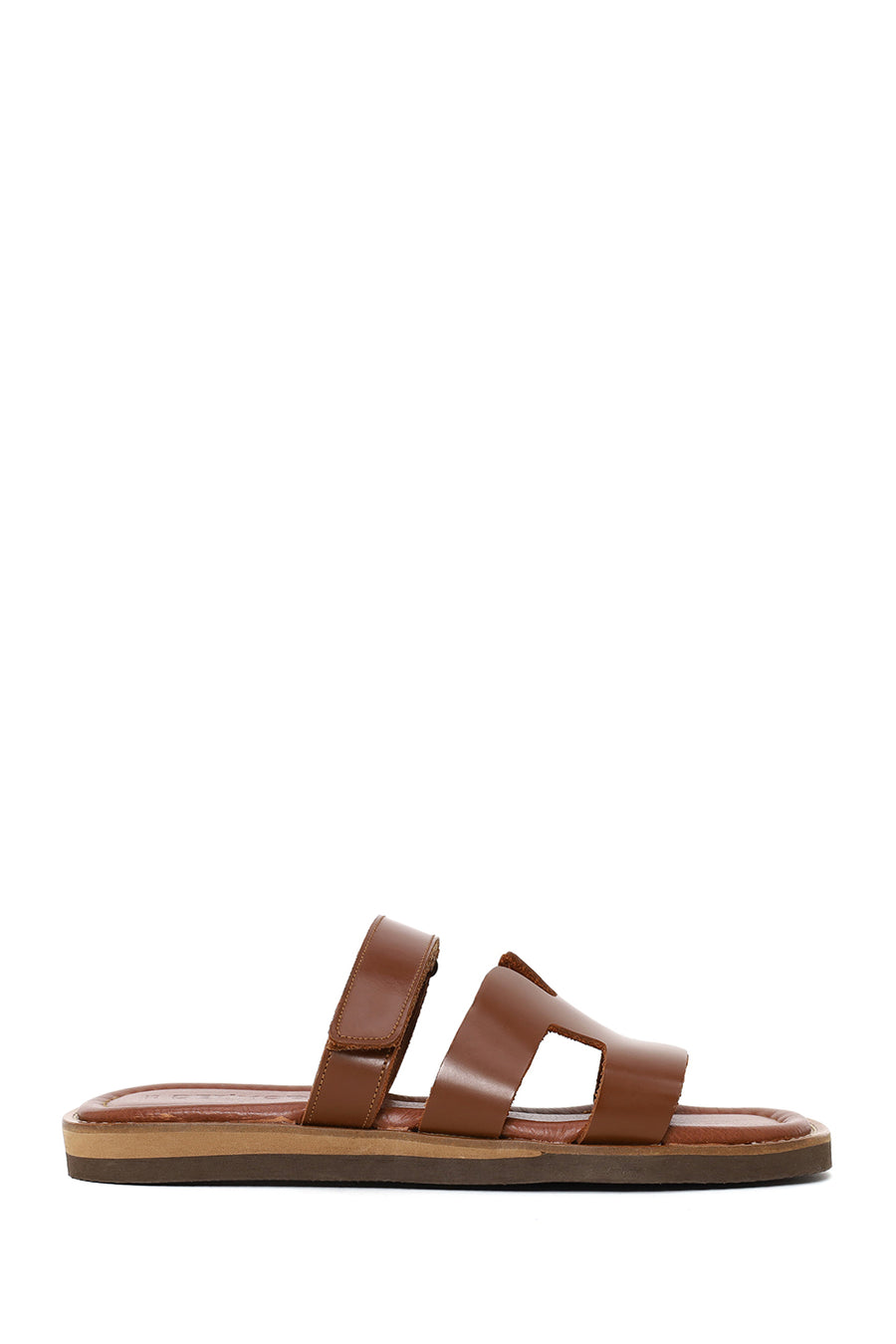 Woman Brown Strapped Leather Slipper 26SFD360018 | Derimod