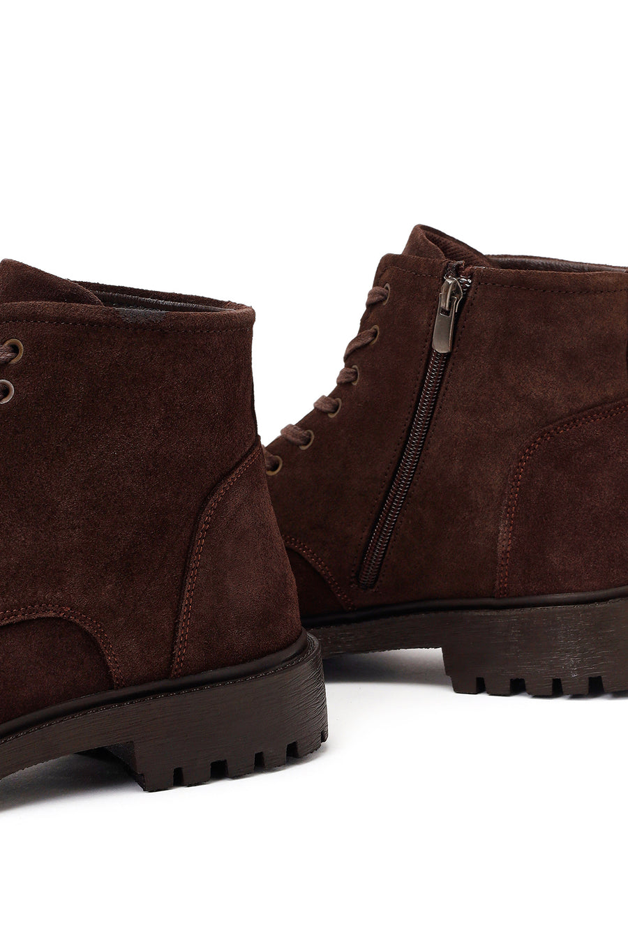 Male Brown Zip Closure Suede Boots