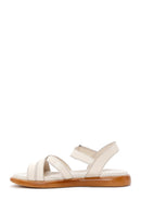Women's Beige Ankle Strap Leather Sandals | Derimod