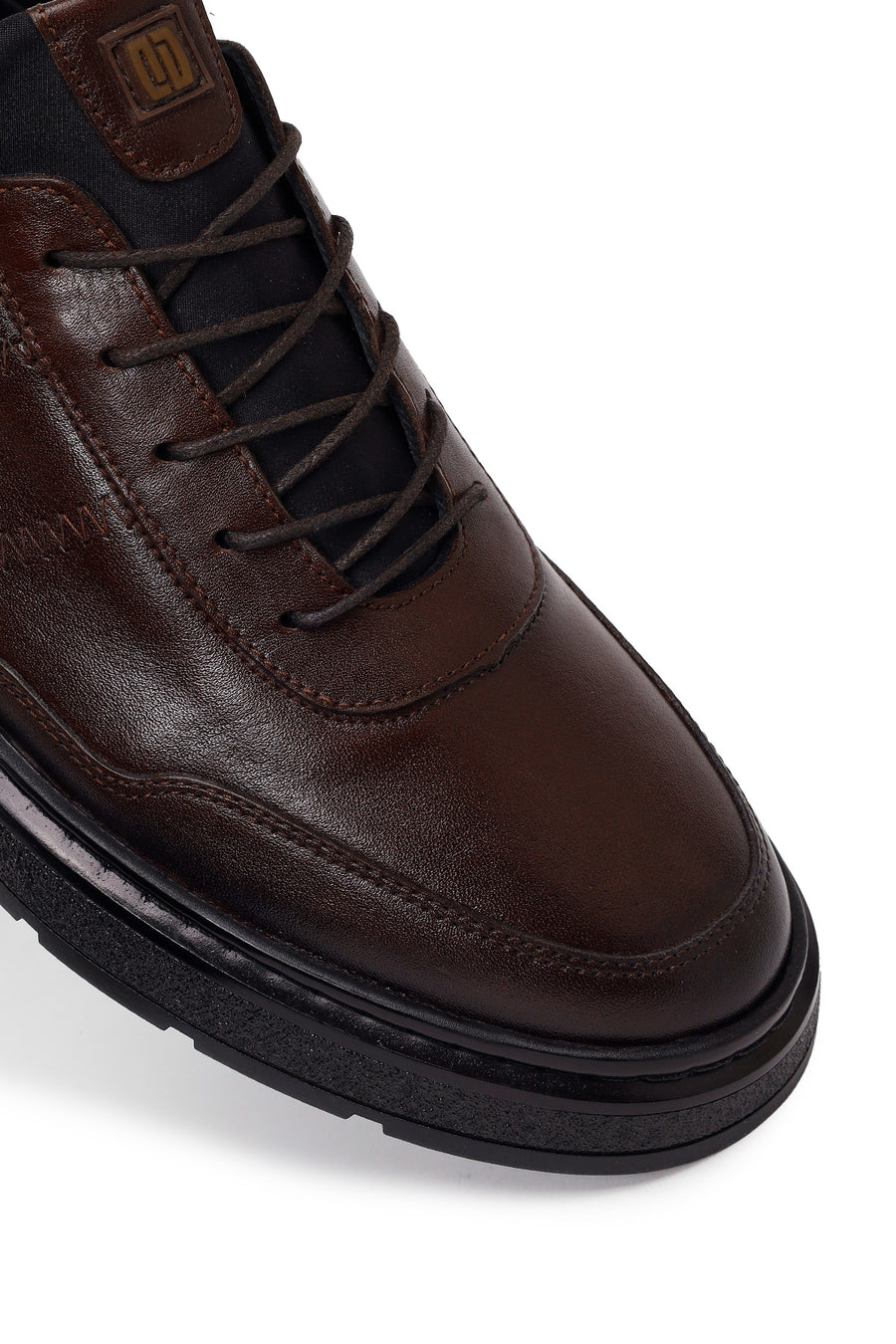Erkek Kahverengi Bağcıklı Deri Sneaker