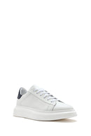 Men's White Lace-up Thick-Sole Leather Sneaker | Derimod