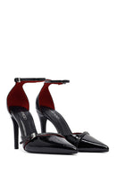 Woman Black Ankle-Strap Buckled High Slim-Heel Patent Leather Stiletto | Derimod