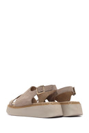 Women's Mink Ankle Buckle Thick Soled Suede Leather Comfort Sandals | Derimod