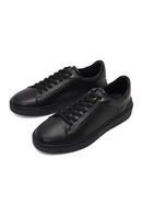 Erkek Siyah Bağcıklı Deri Sneaker | Derimod