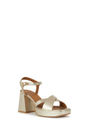 Geox Women's Gold Soledea Ankle Strap Thick Heeled Leather Sandals | Derimod