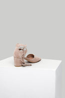 Suede Ankle Strap Powder Women's Heeled Leather Sandals | Derimod