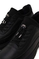 Erkek Siyah Bağcıklı Deri Casual Sneaker | Derimod