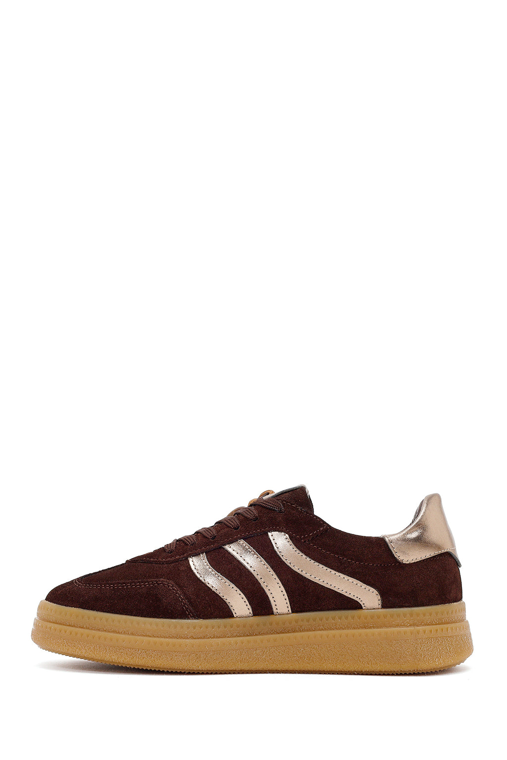 Kadın Kahverengi Bağcıklı Charmlı Süet Deri Sneaker