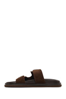 Woman Brown Double-Buckle Suede Slipper | Derimod