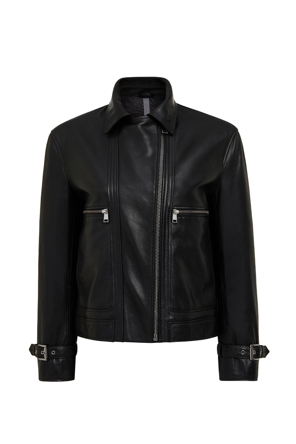 Paloma Kadın Siyah Kısa Oversize Biker Deri Ceket