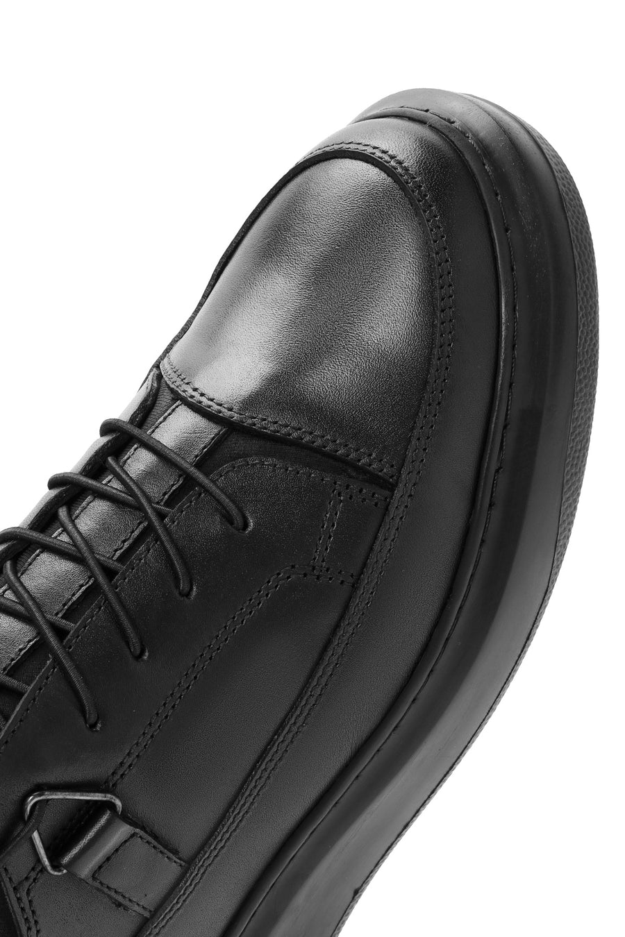 Men's Black Lace-up Leather Sneaker