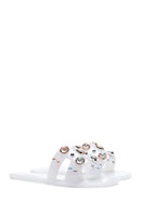 Women's White Jelly Stone Slippers | Derimod
