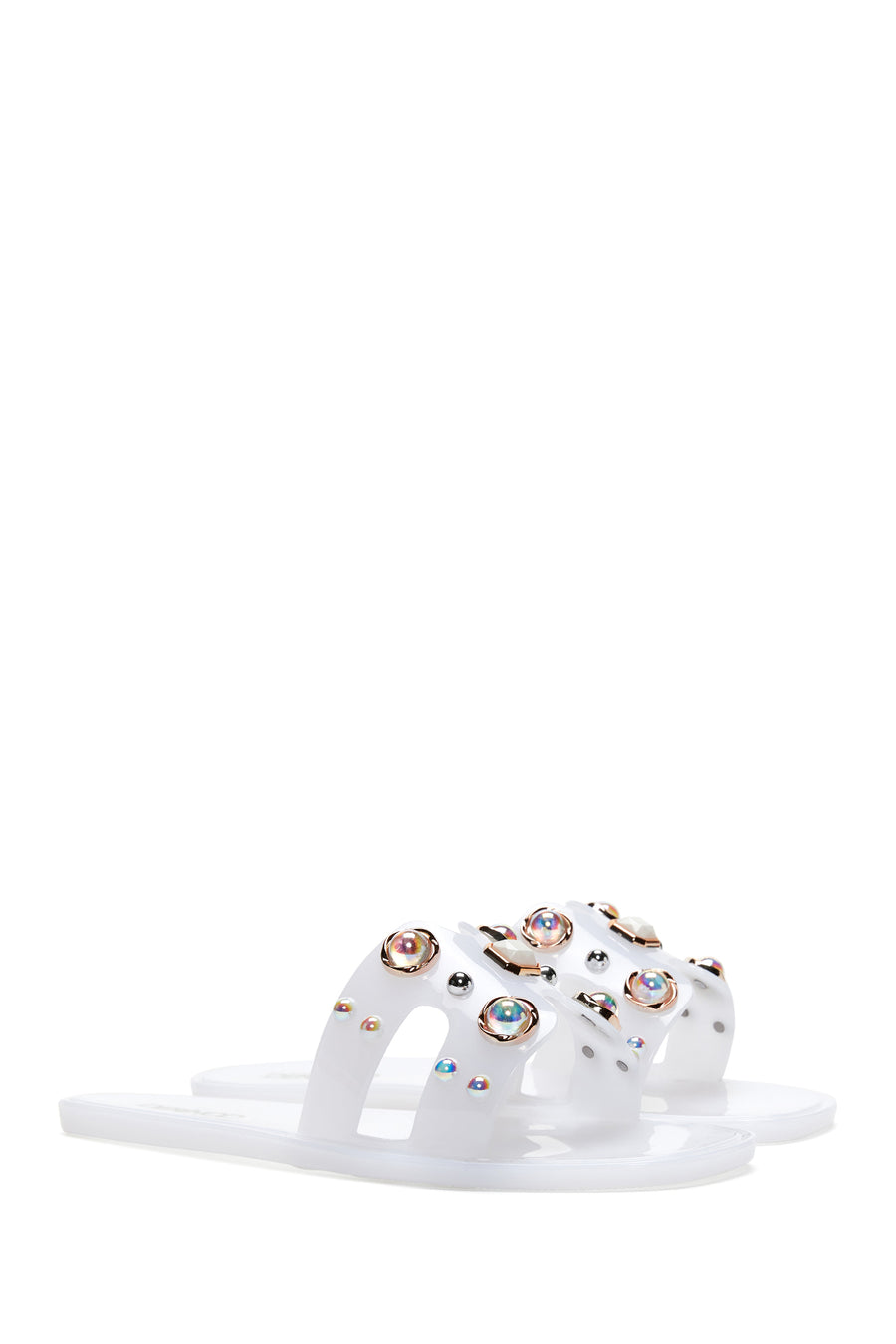 Women's White Jelly Stone Slippers