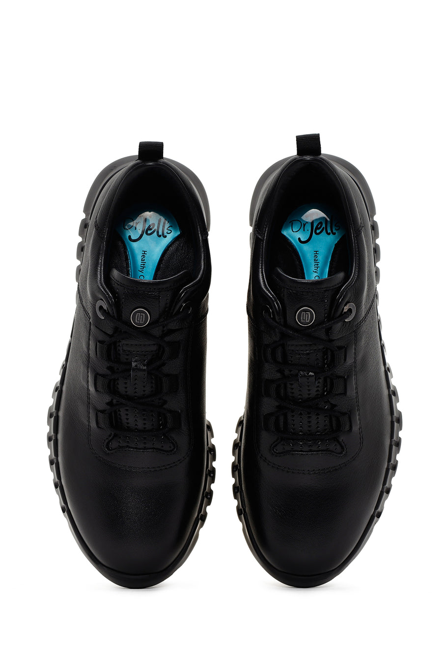 Erkek Siyah Bağcıklı Deri Sneaker