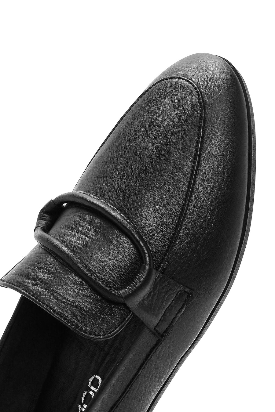 Kadın Siyah Deri Maskülen Loafer