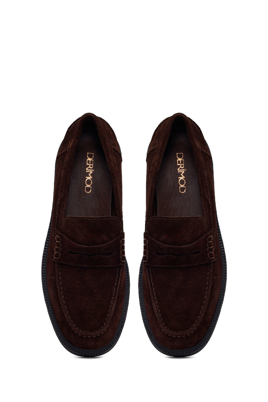 Kadın Kahverengi Süet Deri Maskülen Loafer
