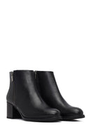 Woman Black Zip Closure Chunky-Heeled Boots | Derimod