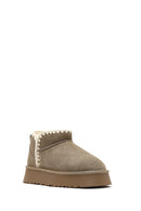 Woman Mink Suede Leather Teddy Bot | Derimod