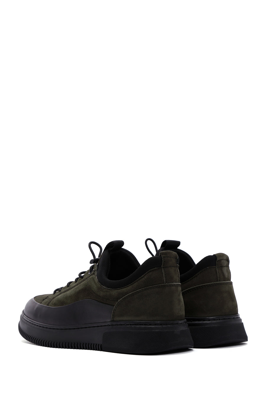 Men's Khaki Lace-Up Nubuck Leather Casual Sneaker