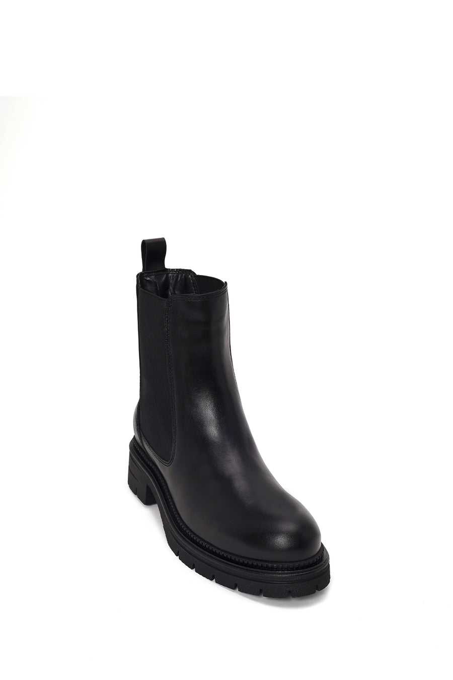 Woman Black Thick-Soled Leather Chelsea Boots