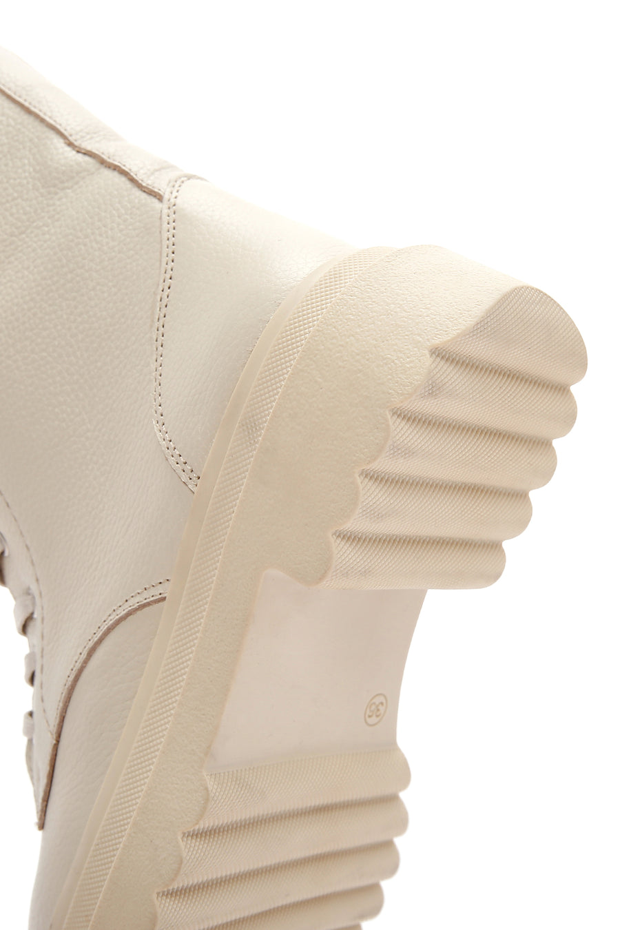 Women's Beige Leather Thick Soled Boots