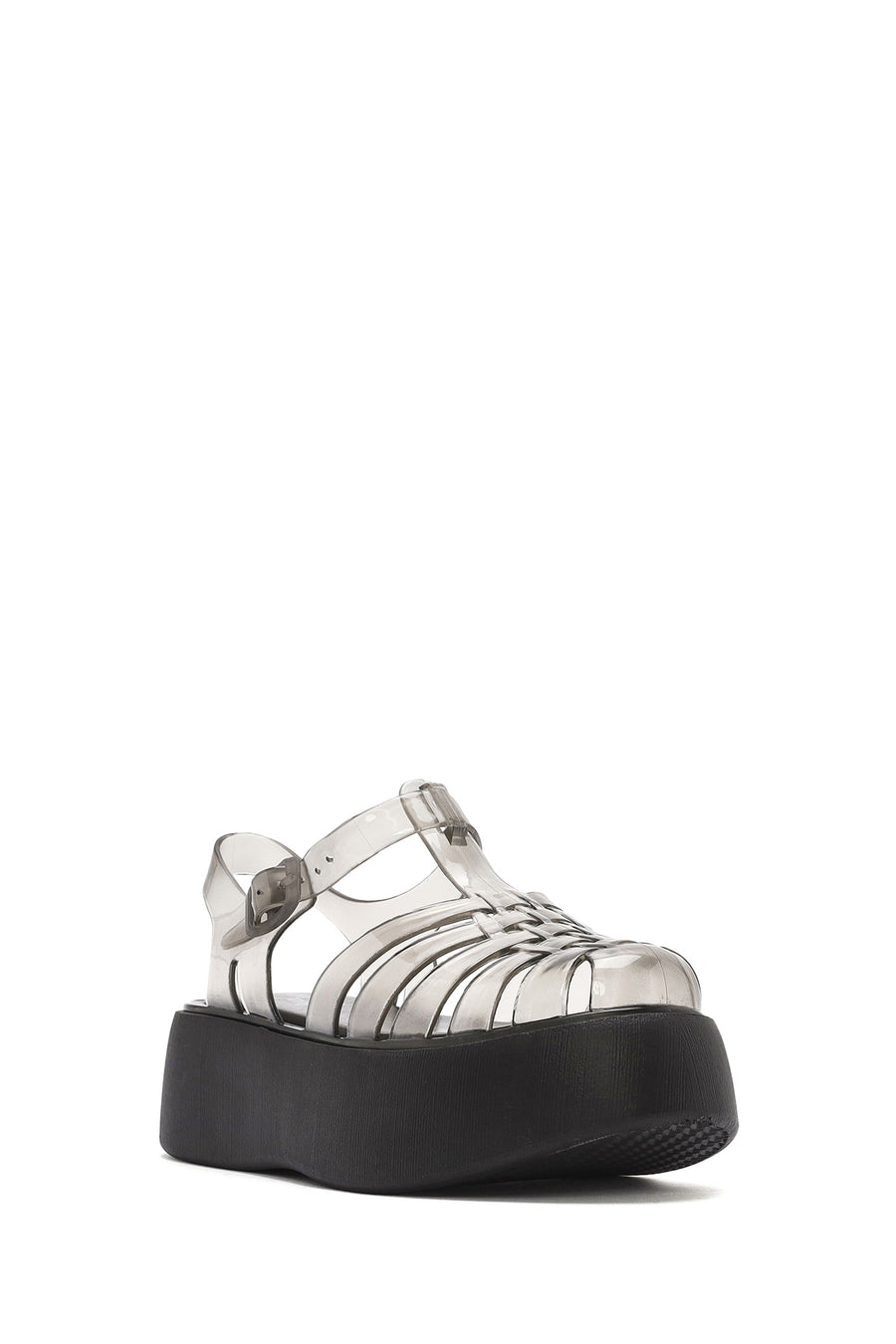 Women's Black Ankle Buckle Thick Soled Jelly Sandals