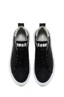 Kadın Siyah Bağcıklı Aksesuar Detaylı Deri Sneaker | Derimod