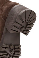 Women's Brown Zippered Suede Leather Boots | Derimod