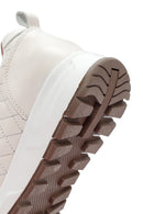 Kadın Bej Deri Kapitone Sneaker | Derimod