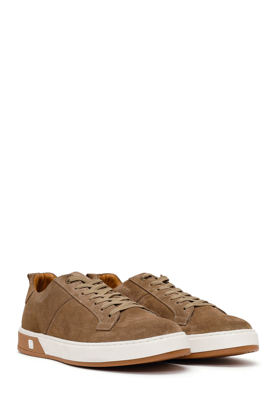 Erkek Bej Bağcıklı Süet Deri Sneaker