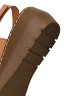 Woman Tan Wedge-Heel Leather Comfort Sandal | Derimod