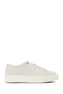 Male White Lace-Up Leather Sneaker | Derimod