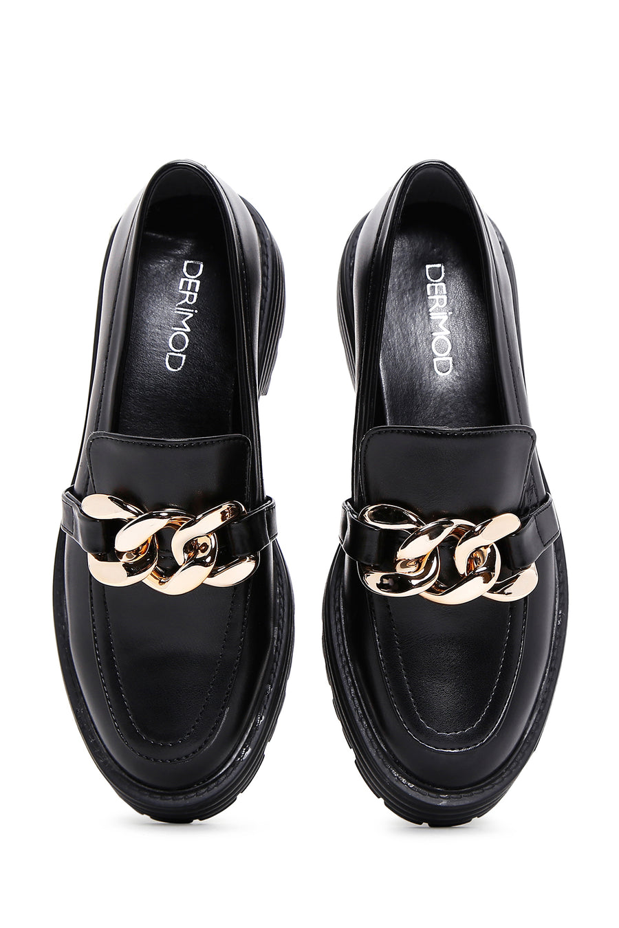 Kadın Siyah Kalın Tabanlı Maskülen Loafer