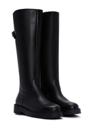 Women's Black Zippered Leather Boots | Derimod