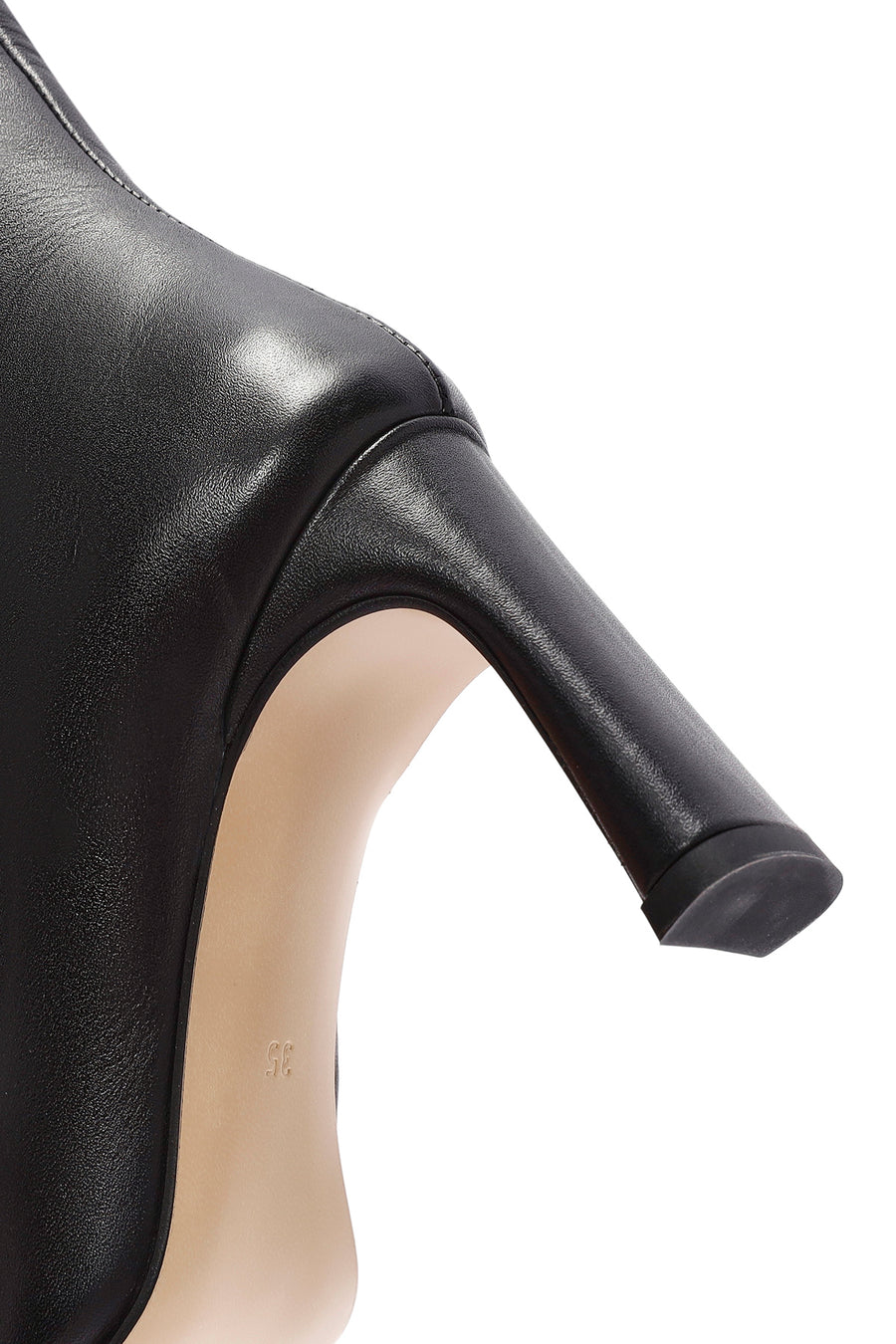Kadın Siyah Fermuarlı Kalın Topuklu Deri Çizme