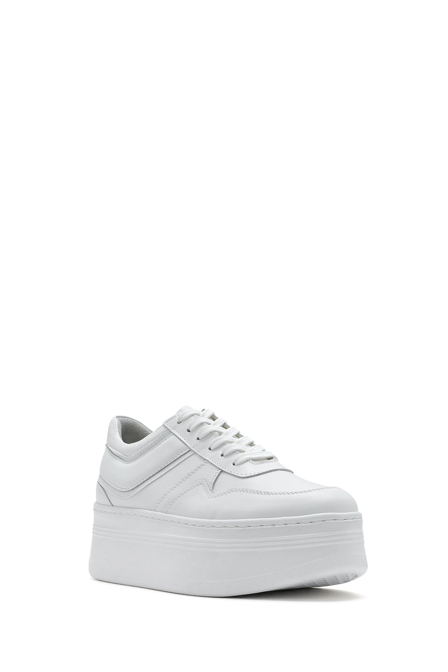 Kadın Beyaz Bağcıklı Kalın Tabanlı Deri Sneaker